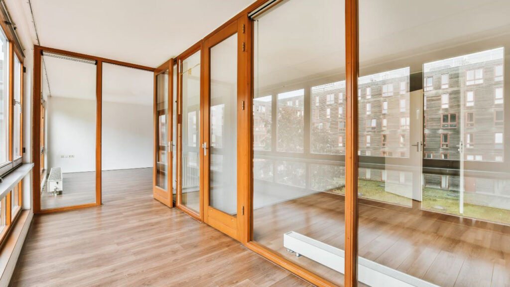 Glass sliding door to maximize floor space