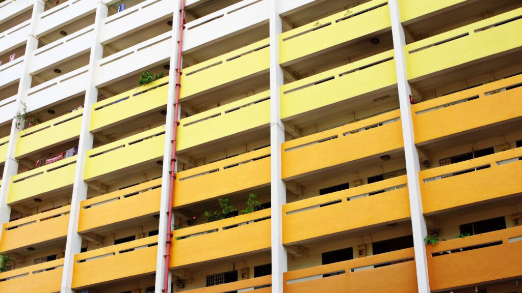 a front side view of HDBs in Singapore