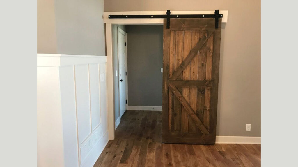 sliding barn door with metal frame