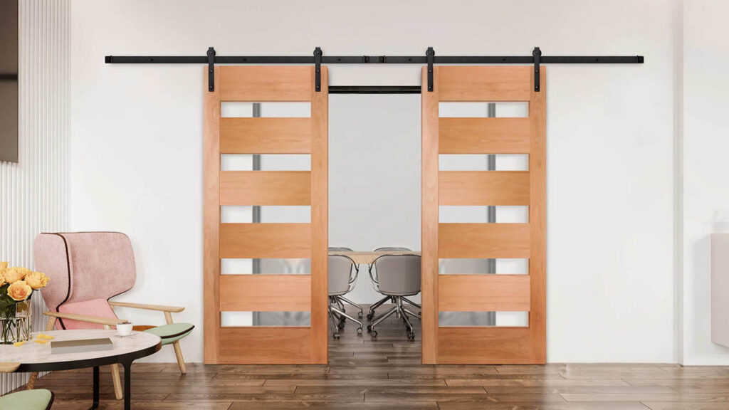 A beautiful wooden barn door