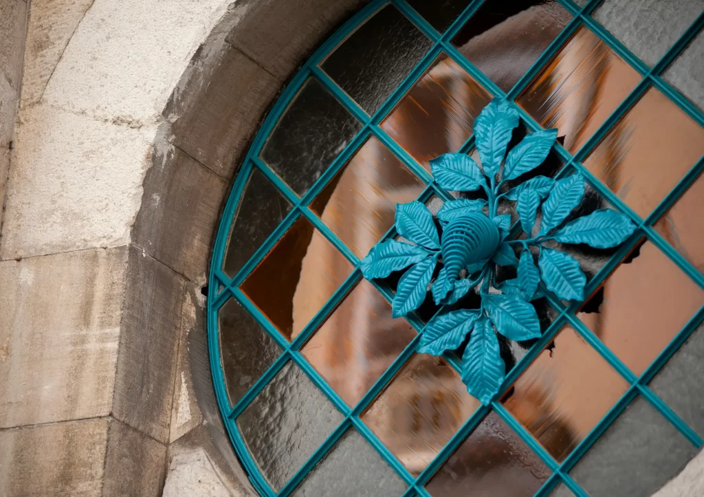 Window grille with flower design